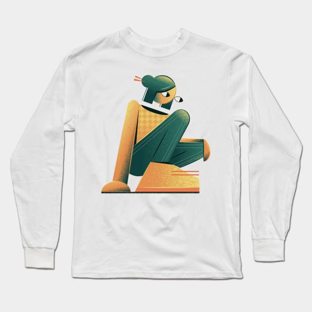 Asian woman in squat Long Sleeve T-Shirt by Léo Alexandre